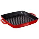 Grelha staub quadrada com duas alças em ferro fundido vermelho cereja 28x28cm 405116850