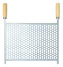 Grelha Tela Moeda Em Aço Zincada 60x50cm Alças De Madeira
