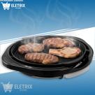 Grill Elétrico Redondo 40cm 127V 1200W Preto Grelha Antiaderente com Tampa de Vidro e Controle de Temperatura Grelhe Sem Óleo