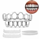 Grillz 6 Dentes Vazado Dourado Prateado Superior e Inferior Trap Rap Funk Kit Completo Com Silicone