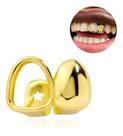 Grillz Duplo 2 Dentes Vazado Banhado a Ouro Estilo Hip Hop