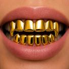 Grillz Vampiro Superior E Inferior Com Silicone Moldável Dourado Ou Prateado Presa Canino Hip Hop