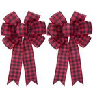 Grinalda de Natal Bow Iceyyyy Grande Xadrez de Búfalo Preto e Vermelho