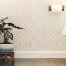 Grudado Papel De Parede Lavável Bege Geometric - 4 Folhas