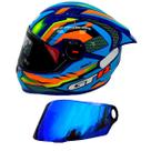 GTRacing Bolt Azul Com Amarelo e Laranja FW3 + Viseira Revo FW3