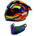 GTRacing Bolt Laranja Com Amarelo e Azul FW3 + Viseira FW3 GTRacing Bolt Laranja Com Amarelo e Azul FW3 + Viseira FW3