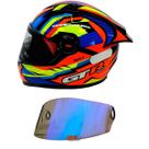 GTRacing Bolt Laranja Com Amarelo e Azul FW3 + Viseira Revo FW3