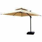 Guaraciaba Ombrelone Lateral Cantilever 3x3m Quadrado, UPF50+, Duplo Teto, Base com Rodas - Cor Caqui