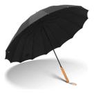 Guarda Chuva Automático Preto 24 Varetas Cabo de Maderia