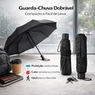 Guarda Chuva Dobrável Preto Compacto Portátil 53cm Bolsa Mochila