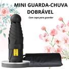Guarda Chuva Mini Dobrável Portátil de Bolso Leve, Compacto, Resistente, Proteção UV para Sol e Chuva com Capa