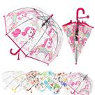 Guarda-chuva MRTLLOA Kids Red Unicorn Bubble com alça curva