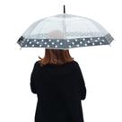 Guarda Chuva Transparente Barra Colorida Bolinha: 8 Varetas Automático Adulto