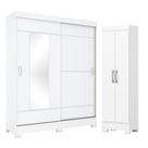 Guarda Roupa 02 Portas De Correr Amsterdã B66 Com Armário Multiuso 2 Portas 3 Prateleiras Branco -henn Briz