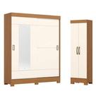 Guarda Roupa 02 Portas De Correr Amsterdã B66 Com Armário Multiuso 2 Portas 3 Prateleiras Cinamomo Off White-henn Briz