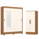 Guarda Roupa 02 Portas De Correr Amsterdã B66 Com Armário Multiuso Prime Cinamomo Off White- Henn Briz