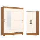 Guarda Roupa 02 portas de Correr Amsterdã B66 com Armário Multiuso Prime Cinamomo Off White- Henn Briz