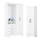 Guarda Roupa 02 Portas E 03 Gavetas Pequin B64 Com Armário Multiuso 2 Portas 3 Prateleiras Branco -henn Briz
