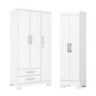 Guarda Roupa 03 portas e 02 Gavetas Açaí DA133 com Armário Multiuso 2 Portas 3 Prateleiras Branco - Henn Guarda Roupa 03 portas e 02 Gavetas Açaí DA133 com Armário Multiuso 2 Portas 3 Prateleiras Branco - Henn