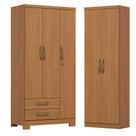 Guarda Roupa 03 portas e 02 Gavetas Açaí DA133 com Armário Multiuso Margarida Cinamomo - Henn Guarda Roupa 03 portas e 02 Gavetas Açaí DA133 com Armário Multiuso Margarida Cinamomo - Henn