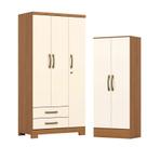 Guarda Roupa 03 portas e 02 Gavetas Açaí DA133 com Armário Multiuso Prime Cinamomo Off White - Henn Guarda Roupa 03 portas e 02 Gavetas Açaí DA133 com Armário Multiuso Prime Cinamomo Off White - Henn