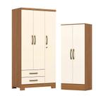 Guarda Roupa 03 portas e 02 Gavetas Açaí DA133 com Armário Multiuso Prime Cinamomo Off White - Henn Guarda Roupa 03 portas e 02 Gavetas Açaí DA133 com Armário Multiuso Prime Cinamomo Off White - Henn