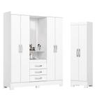 Guarda Roupa 04 portas e 03 Gavetas Nápole com Armário Multiuso 2 Portas 3 Prateleiras B387 Branco - Henn Briz