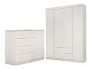 Guarda Roupa 04 Portas E Cômoda 100% Mdf Elisa