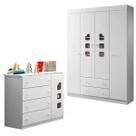 Guarda Roupa 04 Portas E Cômoda 100% Mdf Isabele