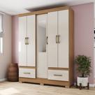 Guarda-Roupa 05 Portas e 02 Gavetas Nature/Off White Chale