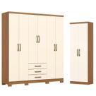 Guarda Roupa 06 portas e 03 Gavetas Caju DA136 com Armário Multiuso Margarida Cinamomo Off White - Henn