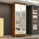Guarda-Roupa 100% MDF 2 Portas 1 Gaveta com Espelhos Smart Plus Espresso Móveis