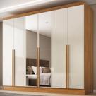 Guarda-Roupa 100% MDF 6 Portas 3 Gavetas com Espelhos Lisboa Yescasa Bege/Cinamomo/Off White Guarda-Roupa 100% MDF 6 Portas 3 Gavetas com Espelhos Lisboa Yescasa Bege/Cinamomo/Off White