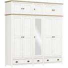 Guarda Roupa 10p 3g Espelho Madeira Maciça 220 Cm 9139 Branco Freijo Milani Store