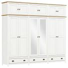Guarda Roupa 12p 3g Espelho Madeira Maciça 261 Cm 9134 Branco Freijo Milani Store
