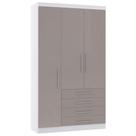 Guarda Roupa 132cm 3 Pts E 4 Gavetas Alpes Luciane Móveis Branco Pf-cinammon Pf