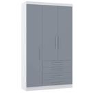 Guarda Roupa 132cm 3 Pts E 4 Gavetas Alpes Luciane Móveis Branco Pf-grey Sky Pf