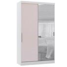 Guarda Roupa 134,5cm 2 Portas De Correr Com Espelho Alpes Luciane Móveis Branco Pf-rosa Pf