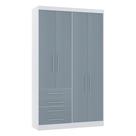 Guarda Roupa 134,5cm 4 Pts E 4 Gavetas Alpes Luciane Móveis Branco Pf-grey Sky Pf