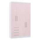 Guarda Roupa 134,5cm 4 Pts E 4 Gavetas Alpes Luciane Móveis Branco Pf-rosa Pf