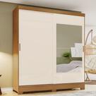 Guarda-roupa 163cm 2 Portas Deslizantes Com Espelho Briz B74 - Nature/Off White