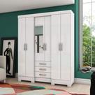Guarda-roupa 163cm com Espelho 6 portas 3 gavetas Briz B23 - Branco