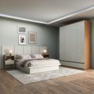 Guarda-Roupa 180 cm com 4 Portas Quarto Off White/Freijo Guarda-Roupa 180 cm com 4 Portas Quarto Off White/Freijo