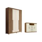 Guarda Roupa +1Cômoda QC329 Jatoba/Areia - Santos Andirá