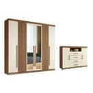 Guarda Roupa 2 Peças (1GuardaRoupa+1Cômoda) QC357 Jatoba/Areia - Santos Andirá
