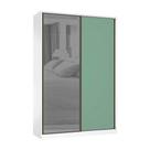 Guarda Roupa 2 Portas 159cm Prata Branco Com Verde Jade
