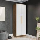 Guarda-Roupa 2 Portas 2 Cabideiros Kappesberg Adapt Nogueira/Branco 80cm