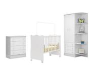 Guarda Roupa 2 Portas, Berço e Cômoda Meu Soninho Branco Guarda Roupa 2 Portas, Berço e Cômoda Meu Soninho Branco
