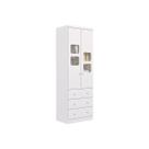 Guarda Roupa 2 Portas c/ Cristal e 3 Gavetas Uli Branco - Peroba