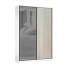 Guarda Roupa 2 Portas de Correr 3 Gavetas 159cm com Vidro Reflecta Prata Prime Luciane Móveis